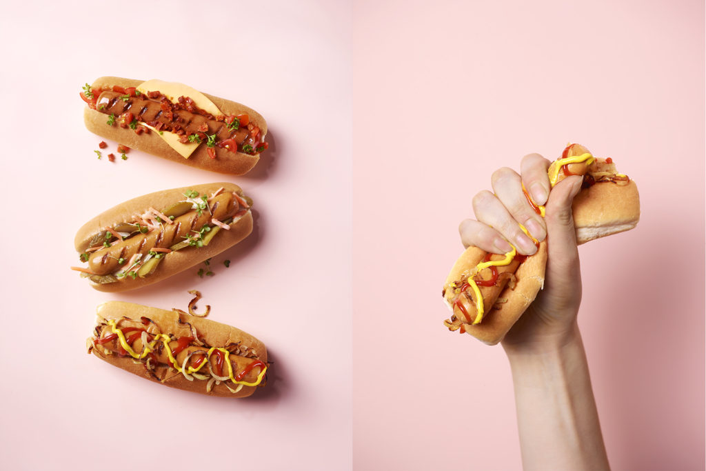 lauren mclean food drink photography Three American hotdogs